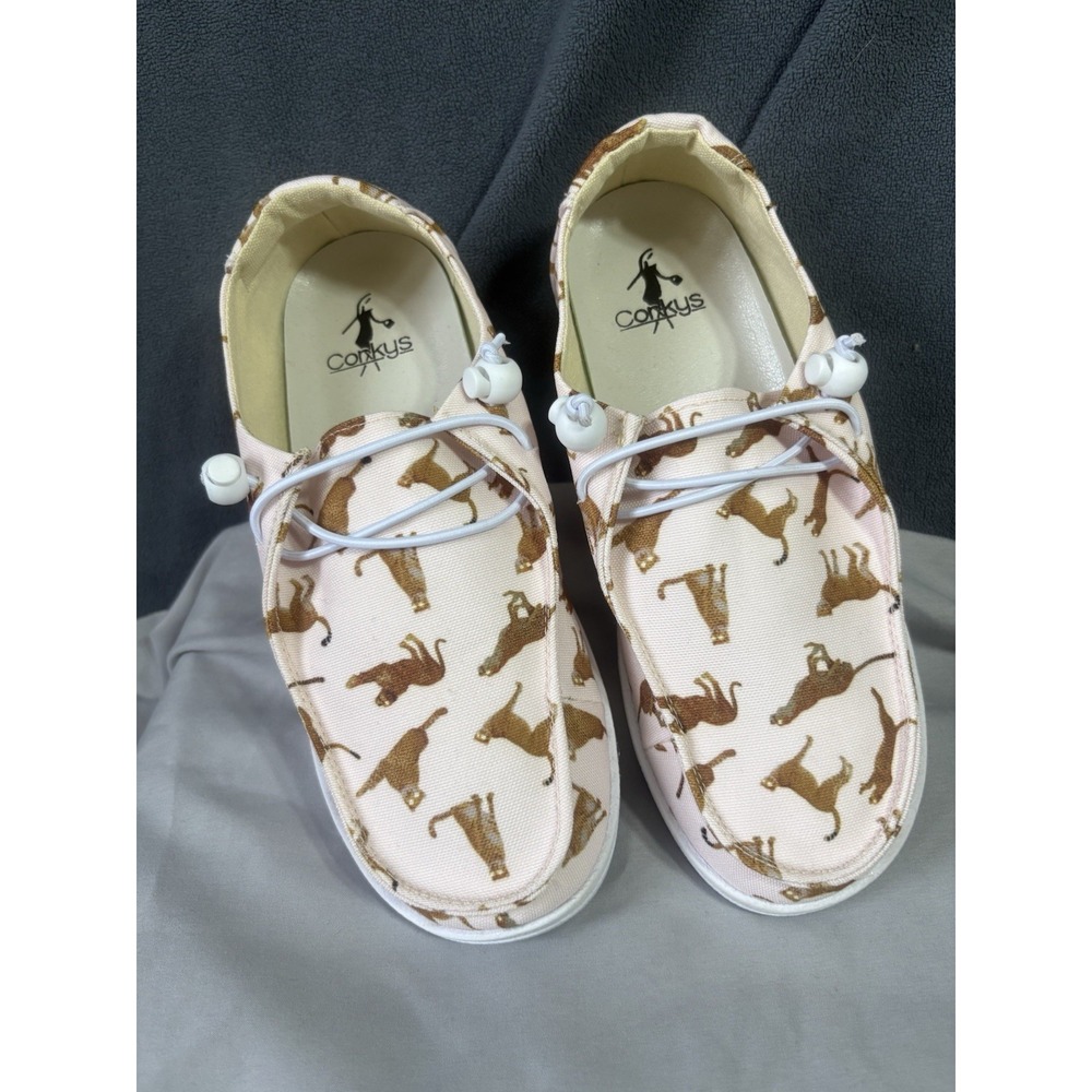 CORKY'S Pink/Brown Cheetah/Print KAYAK Shoes Canvas  Sz 8  NWOT
